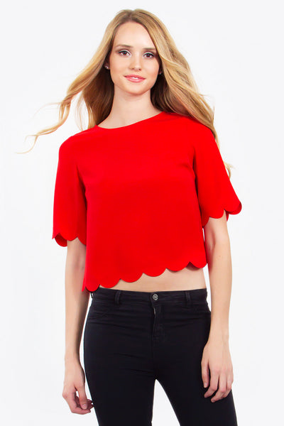 SCARLET SCALLOP TOP