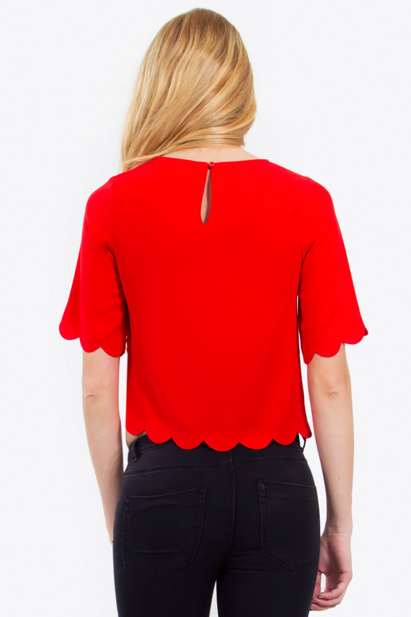 SCARLET SCALLOP TOP